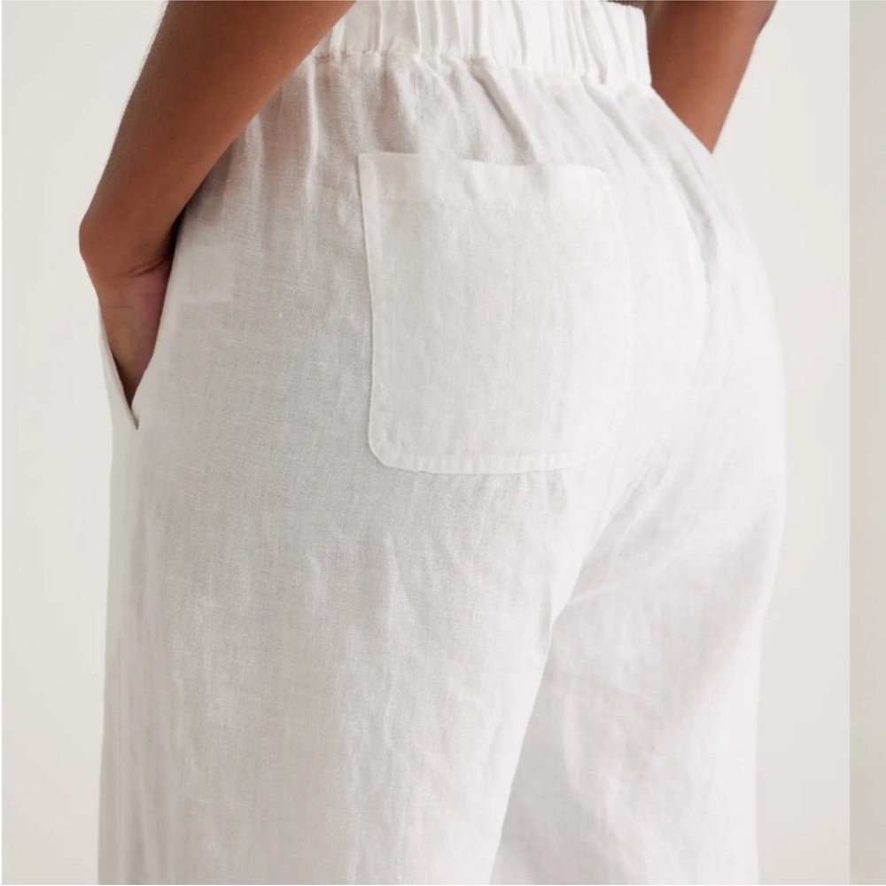 Quince White Linen Cropped Relaxed-Fit Pants - Picture 4 of 4